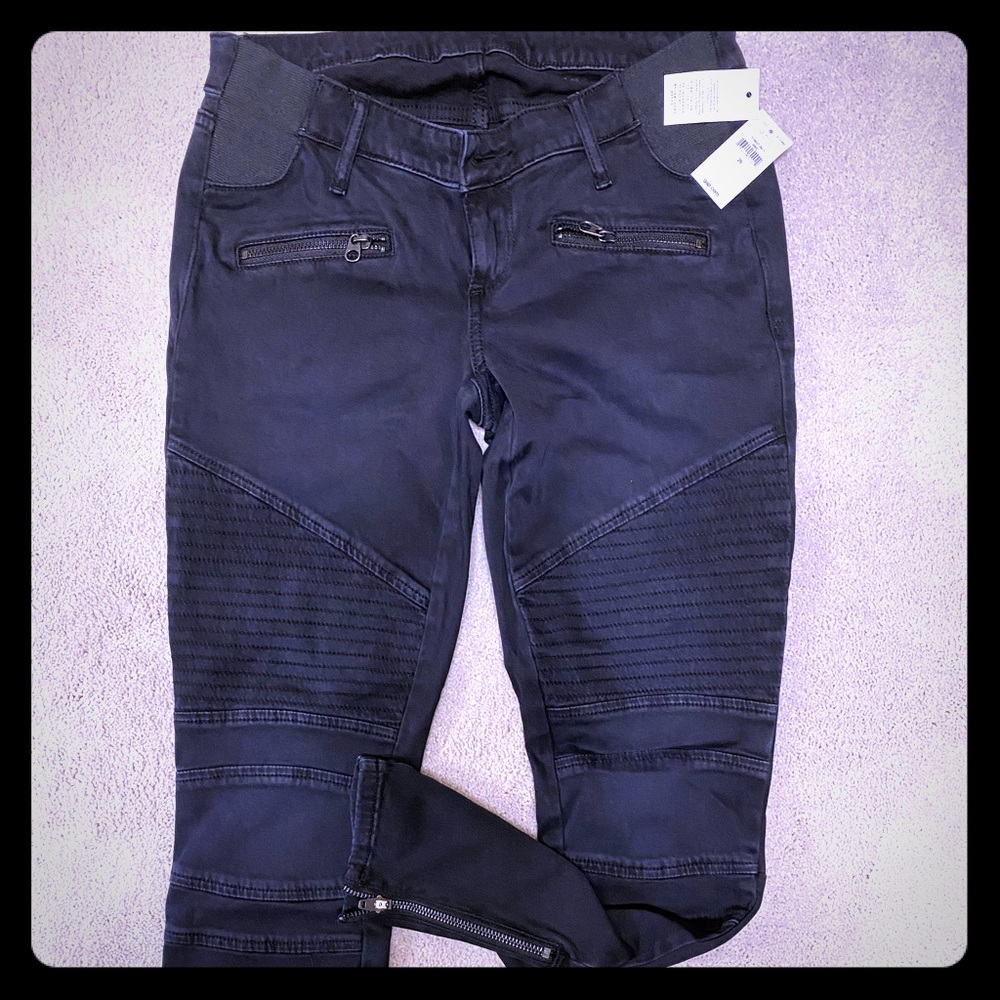Black Moto Maternity Pants